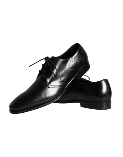 Dolce & Gabbana Black Calfskin Leather Derby Men Dress Shoes - EU43/US10