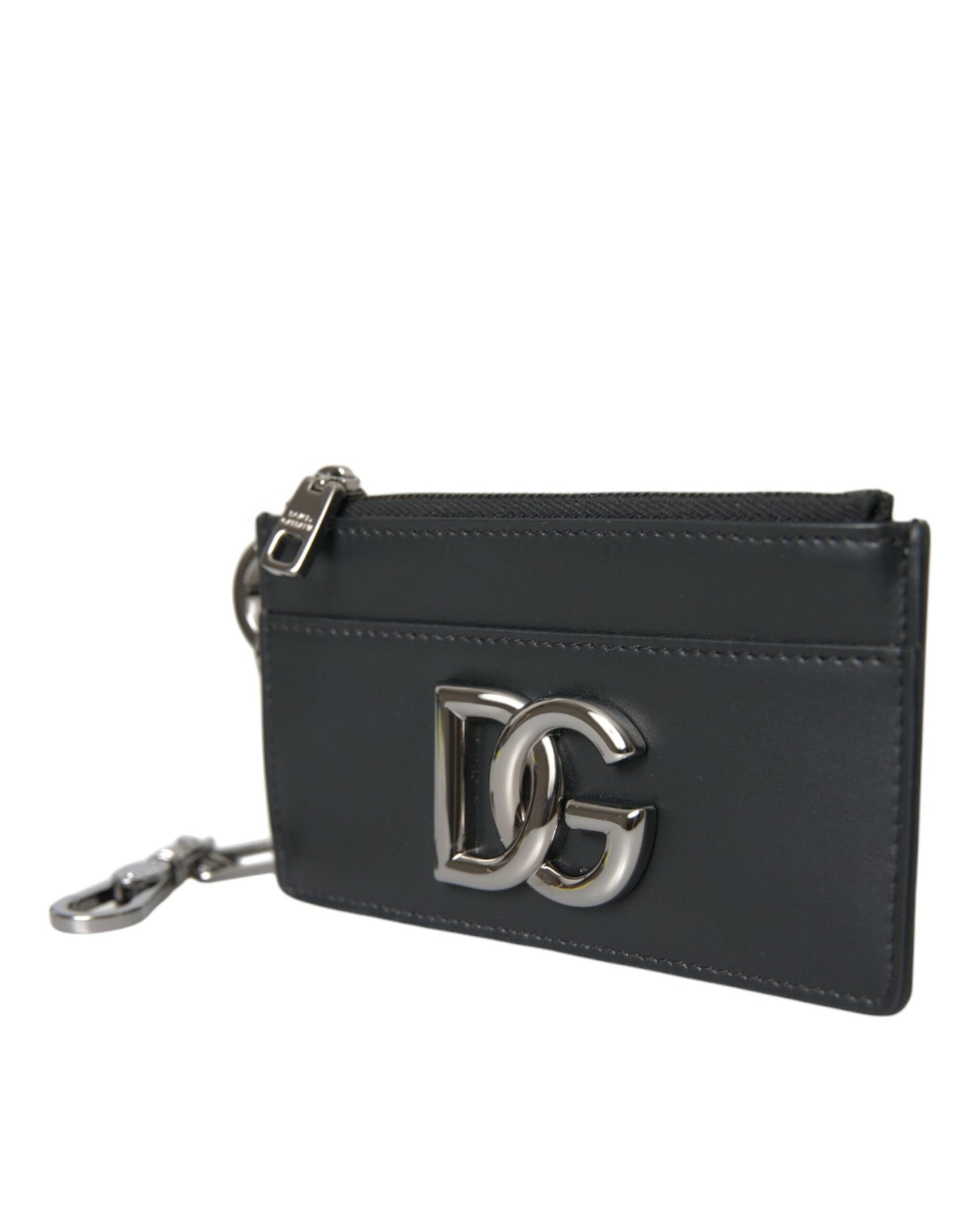 Dolce & Gabbana Black Calfskin Leather DG Logo Card Holder Wallet