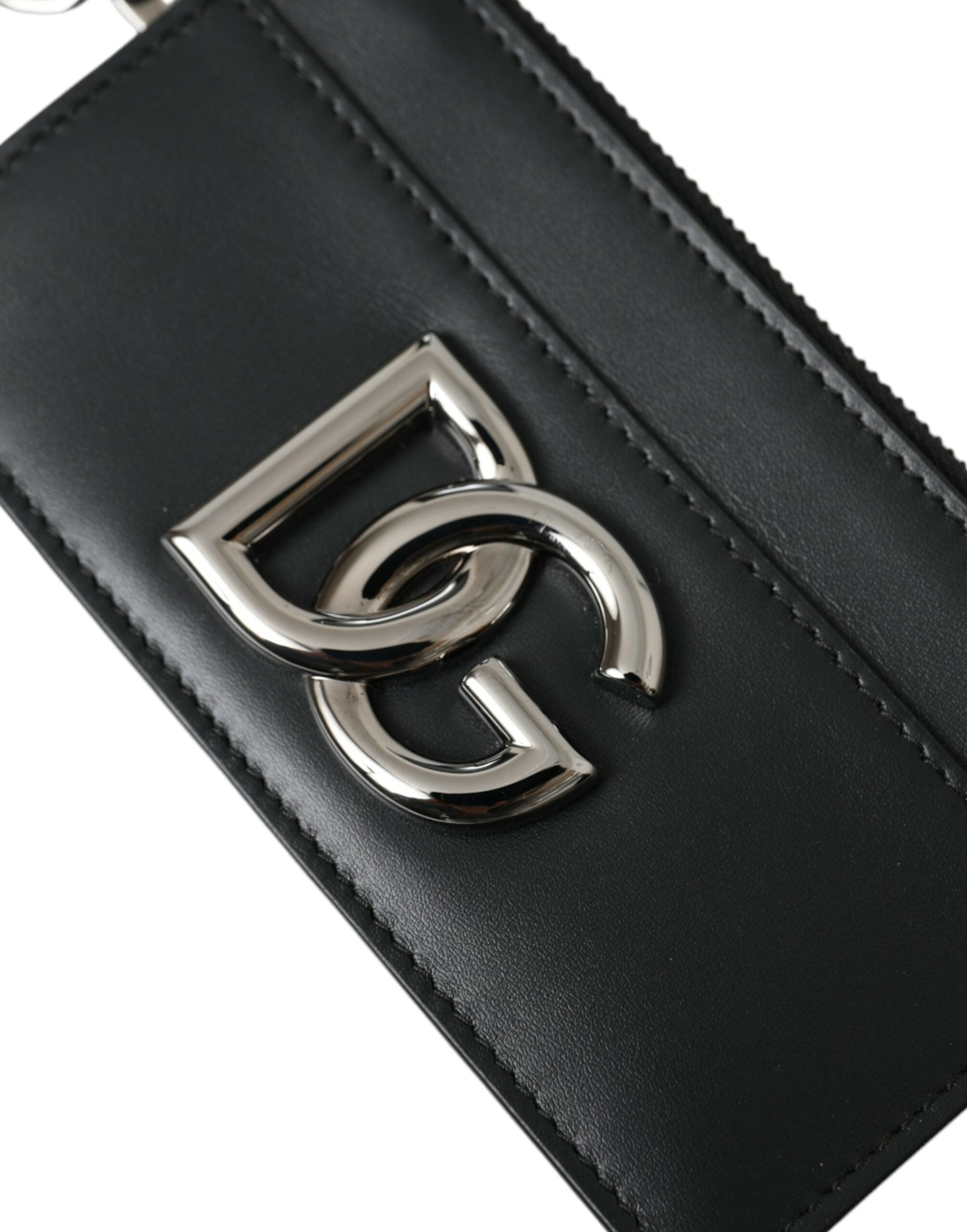 Dolce & Gabbana Black Calfskin Leather DG Logo Card Holder Wallet