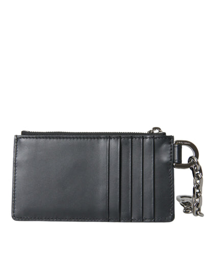 Dolce & Gabbana Black Calfskin Leather DG Logo Card Holder Wallet