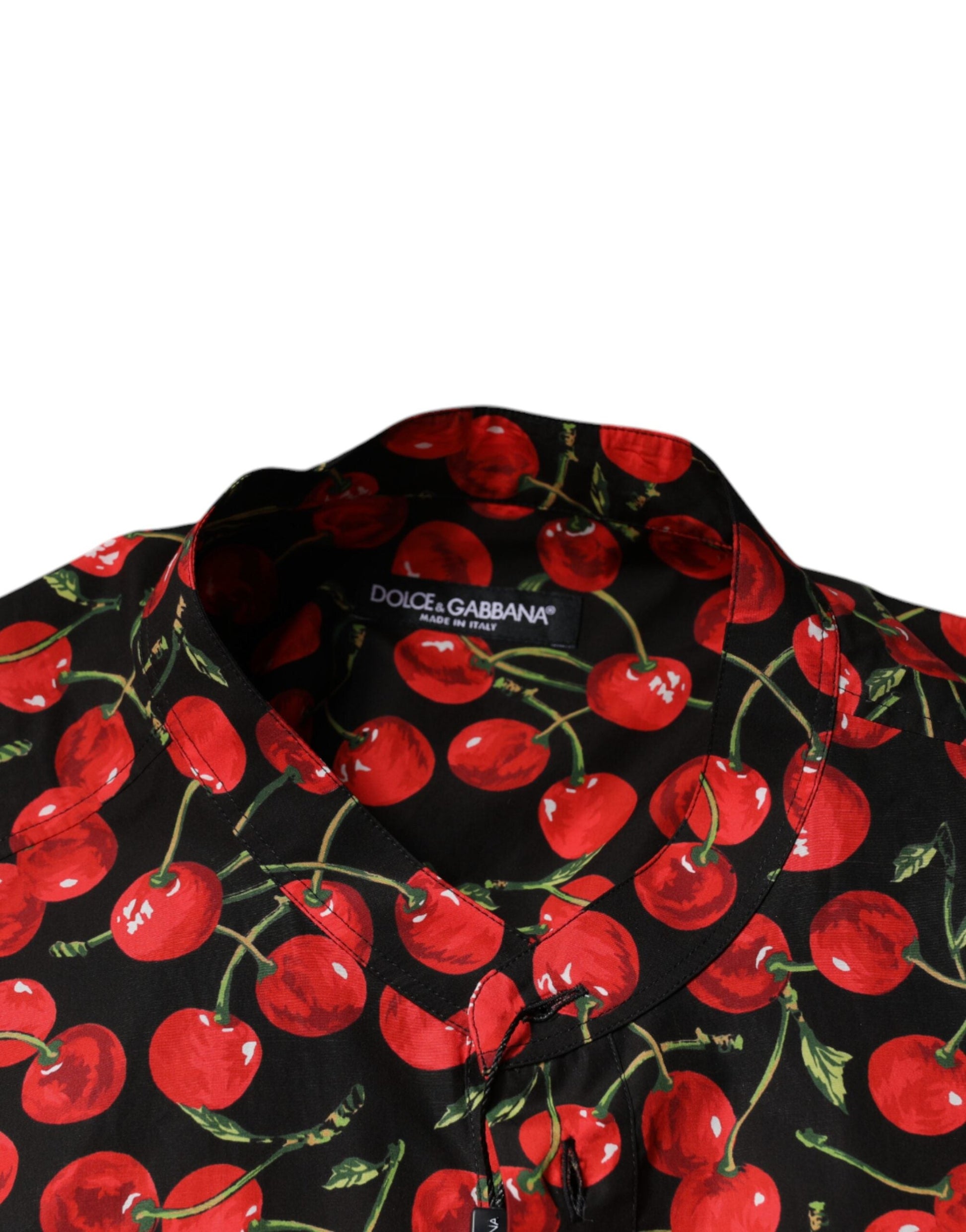 Dolce & Gabbana Black Cherry Cotton Button Down Casual Shirt - IT42 | XL