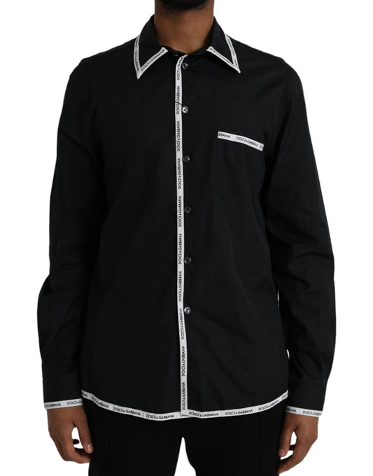 Dolce & Gabbana Black Collared Long Sleeve Cotton Casual Shirt - IT41 | L