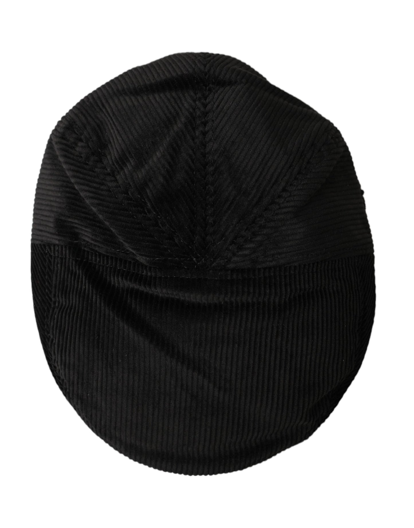 Dolce & Gabbana Black Corduroy Crown Newsboy Hat Men - 58 cm|M