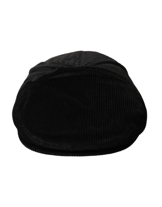 Dolce & Gabbana Black Corduroy Crown Newsboy Hat Men - 58 cm|M