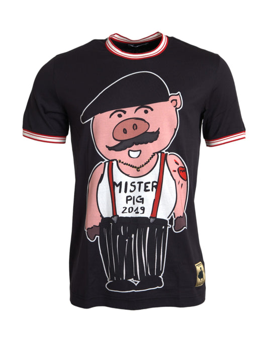 Dolce & Gabbana Black Cotton 2019 Year of the Pig T-shirt - IT52 | XL