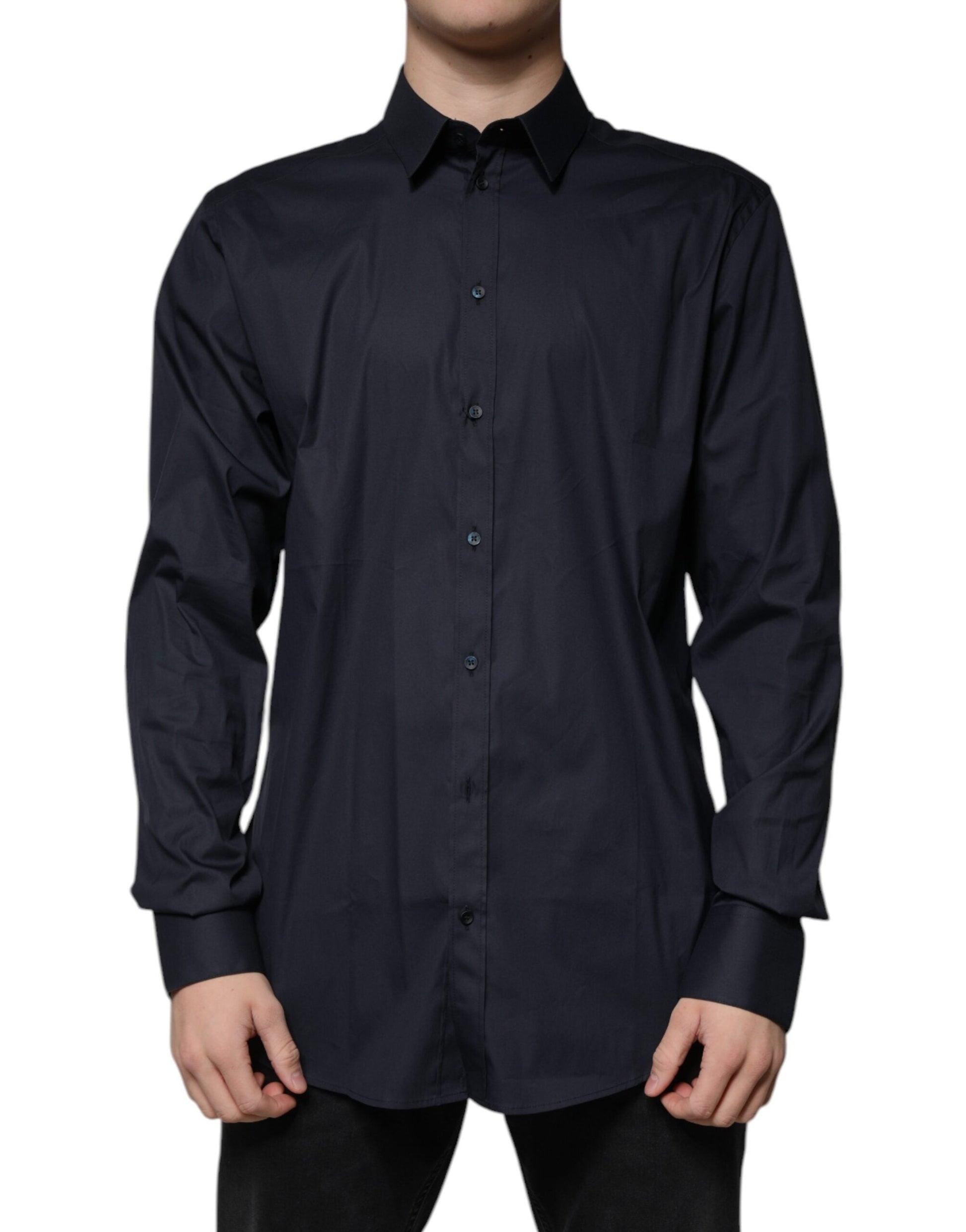 Dolce & Gabbana Black Cotton Blend Formal GOLD Dress Shirt