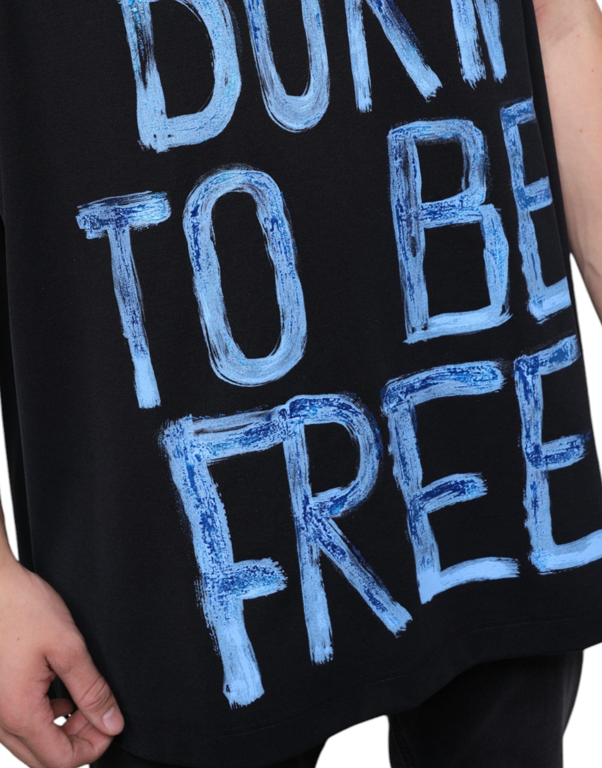 Dolce & Gabbana Black Cotton Born To Be Free Sleeveless T-shirt - IT52 | XL