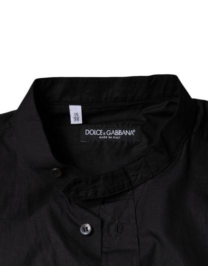 Dolce & Gabbana Black Cotton Button Down Men Casual Shirt - IT38 | XS