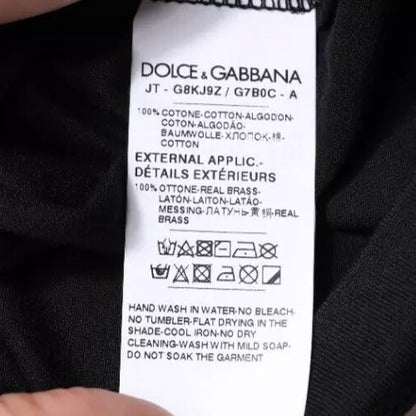 Dolce & Gabbana Black Cotton Crew Neck Short Sleeves T-shirt - IT44 | XS