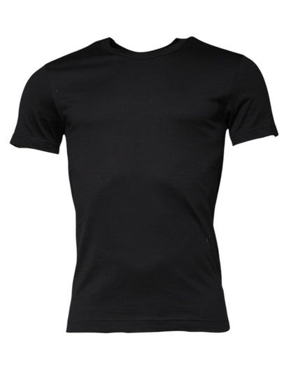 Dolce & Gabbana Black Cotton Crew Neck Short Sleeves T-shirt - IT44 | XS