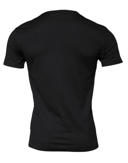 Dolce & Gabbana Black Cotton Crew Neck Short Sleeves T-shirt - IT44 | XS