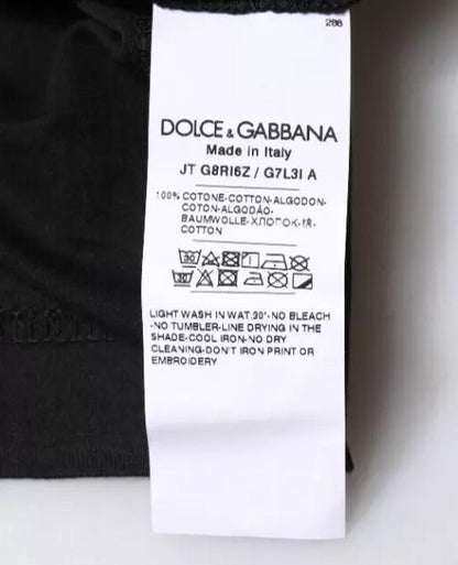 Dolce & Gabbana Black Cotton Crew Neck Short Sleeves T-shirt - IT48 | M