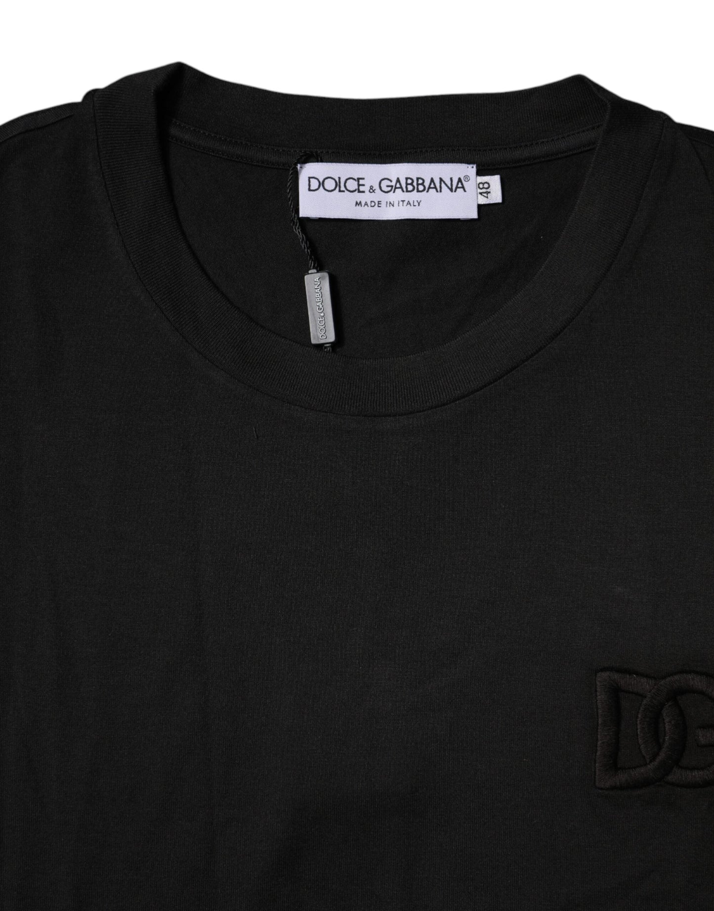 Dolce & Gabbana Black Cotton Crew Neck Short Sleeves T-shirt - IT48 | M