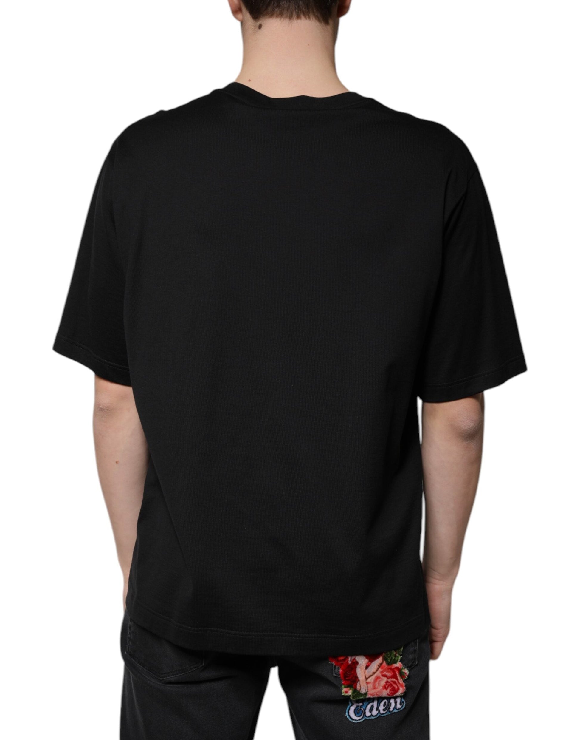 Dolce & Gabbana Black Cotton Crew Neck Short Sleeves T-shirt - IT52 | XL