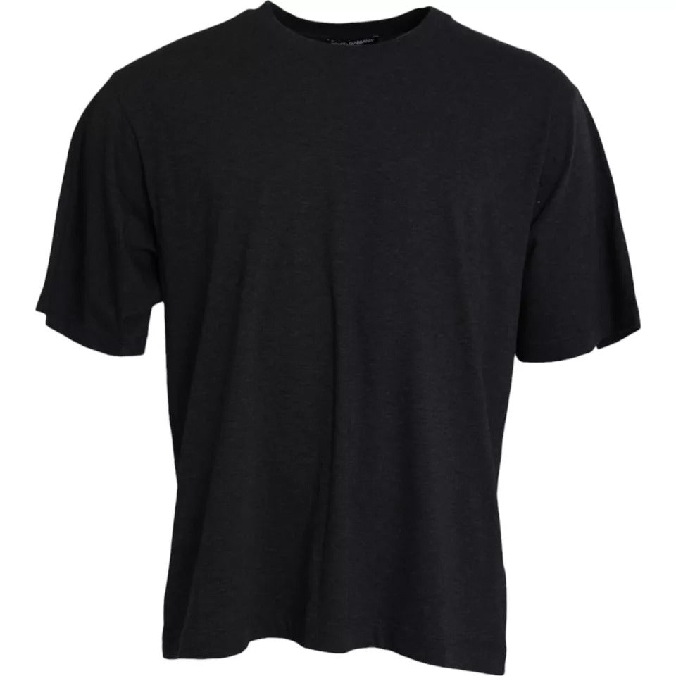 Dolce & Gabbana Black Cotton Crew Neck Short Sleeves T-shirt - IT52 | XL