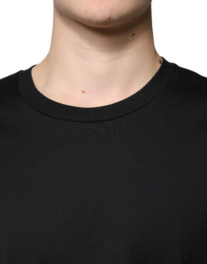 Dolce & Gabbana Black Cotton Crew Neck Short Sleeves T-shirt - IT52 | XL