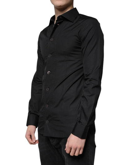 Dolce & Gabbana Black Cotton Formal Long Sleeves Dress Shirt