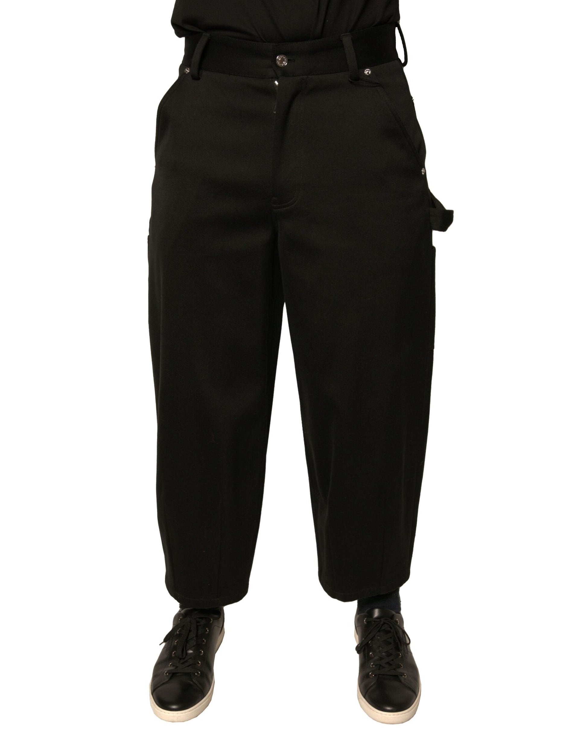 Dolce & Gabbana Black Cotton Mid Waist Cropped Pants - IT44 | XS