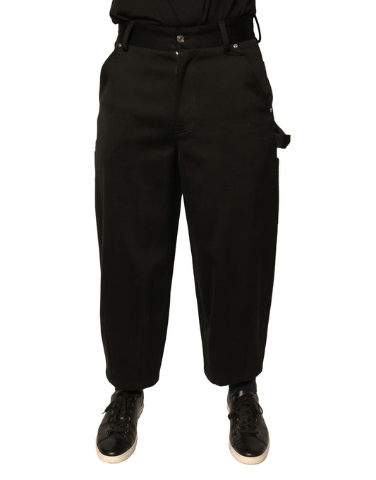 Dolce & Gabbana Black Cotton Mid Waist Cropped Pants - IT44 | XS