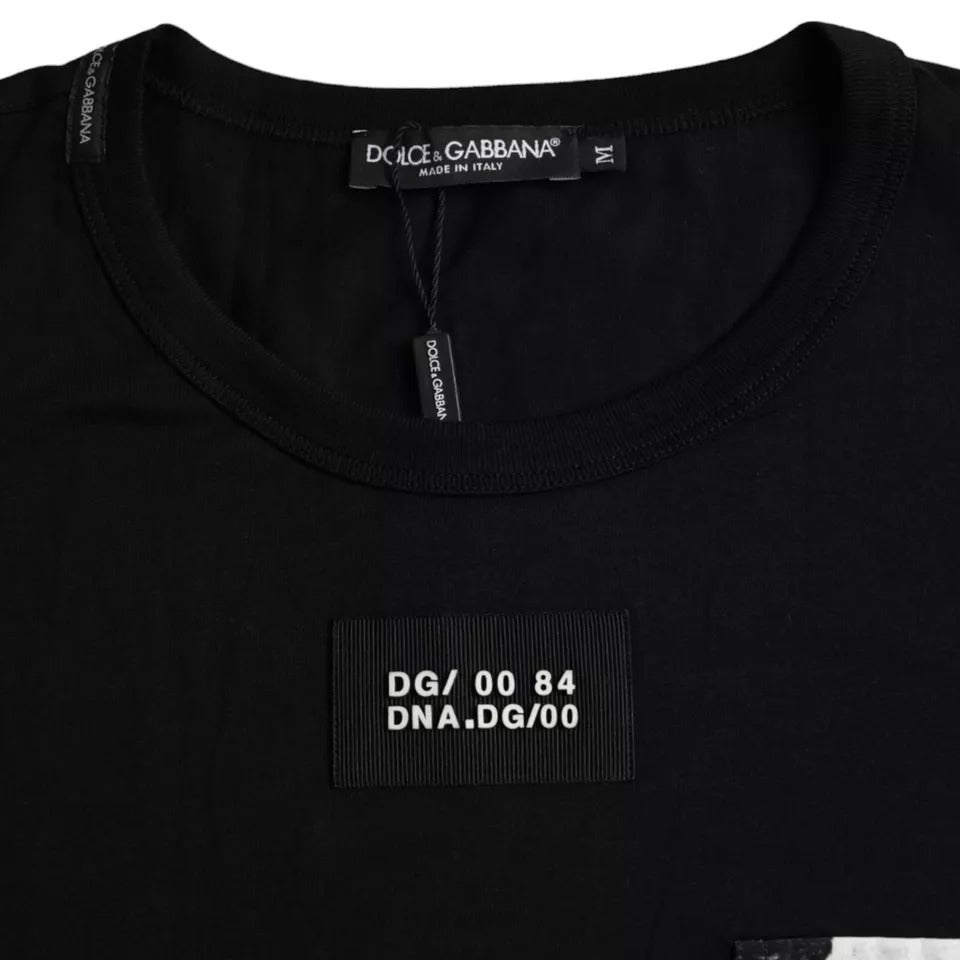 Dolce & Gabbana Black Cotton Pocket Short Sleeves Men T-shirt - IT48 | M