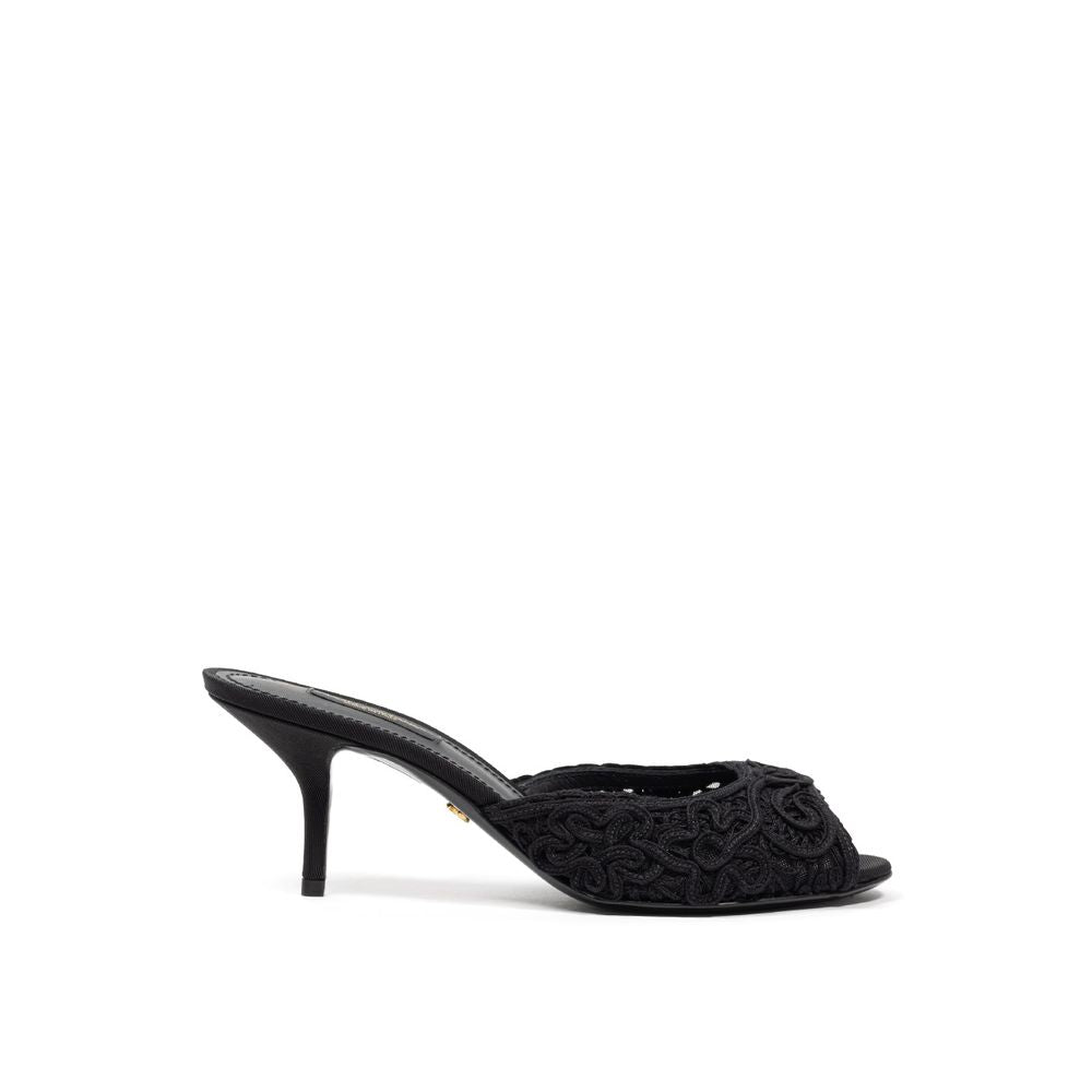 Dolce & Gabbana Black Cotton Sandal - EU37/US7