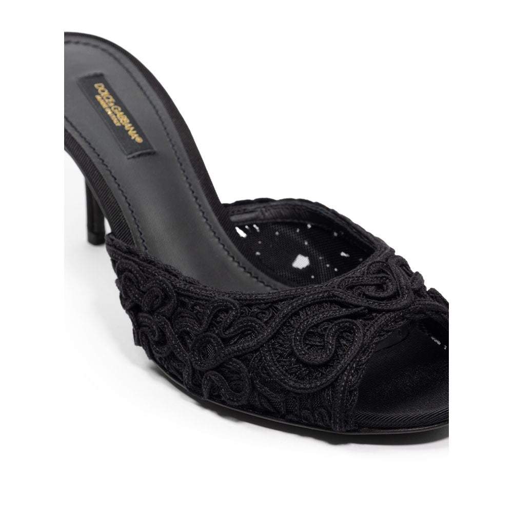 Dolce & Gabbana Black Cotton Sandal - EU37/US7