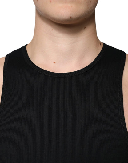 Dolce & Gabbana Black Cotton Sleeveless Round Neck Tank T-shirt - IT50 | L