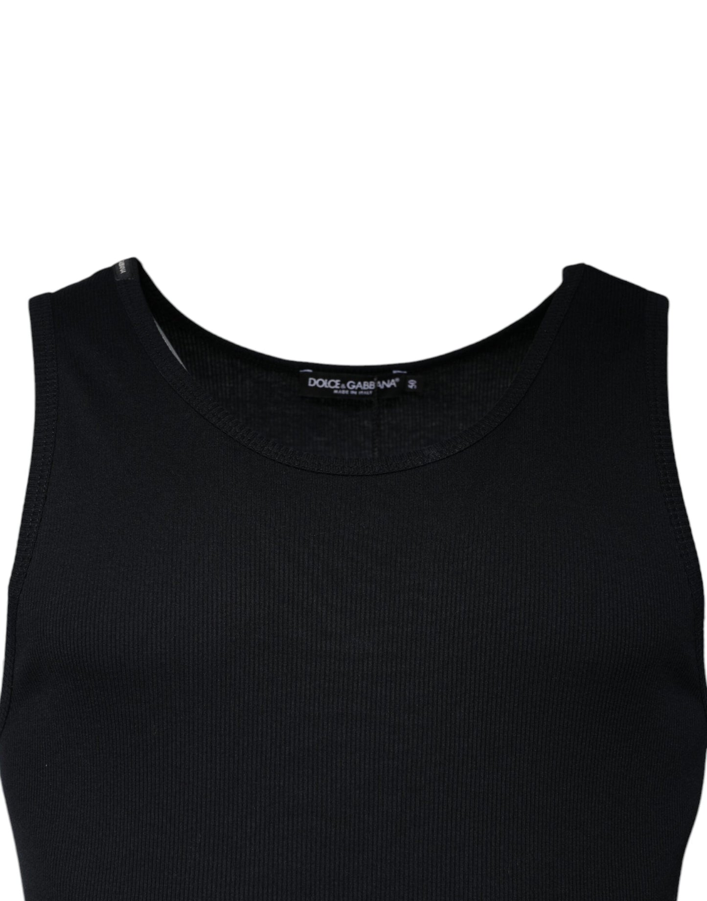 Dolce & Gabbana Black Cotton Sleeveless Round Neck Tank T-shirt - IT50 | L