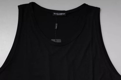 Dolce & Gabbana Black Cotton Sleeveless Round Neck Tank T-shirt - IT54 | XL