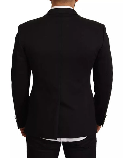 Dolce & Gabbana Black Cotton Slim Fit Coat Blazer Jacket - IT50 | L