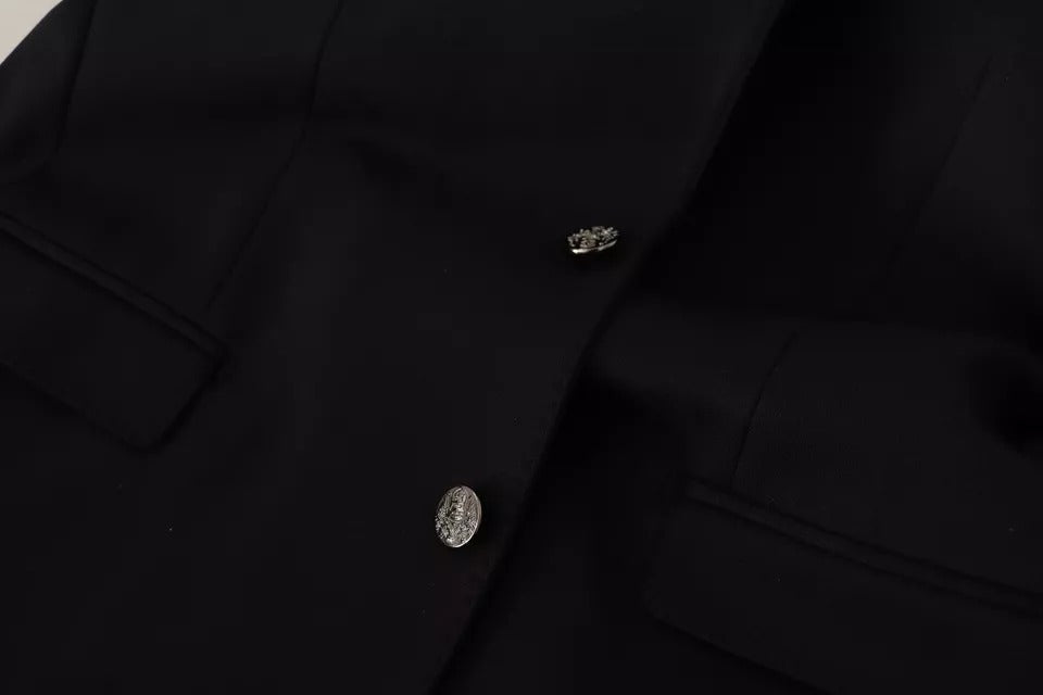 Dolce & Gabbana Black Cotton Slim Fit Coat Blazer Jacket - IT50 | L