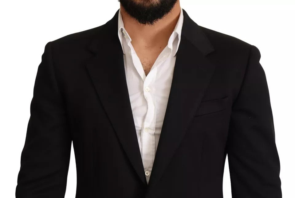 Dolce & Gabbana Black Cotton Slim Fit Coat Blazer Jacket - IT50 | L