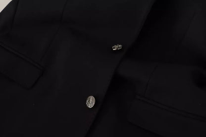 Dolce & Gabbana Black Cotton Slim Fit Coat Jacket Blazer - IT50 | L