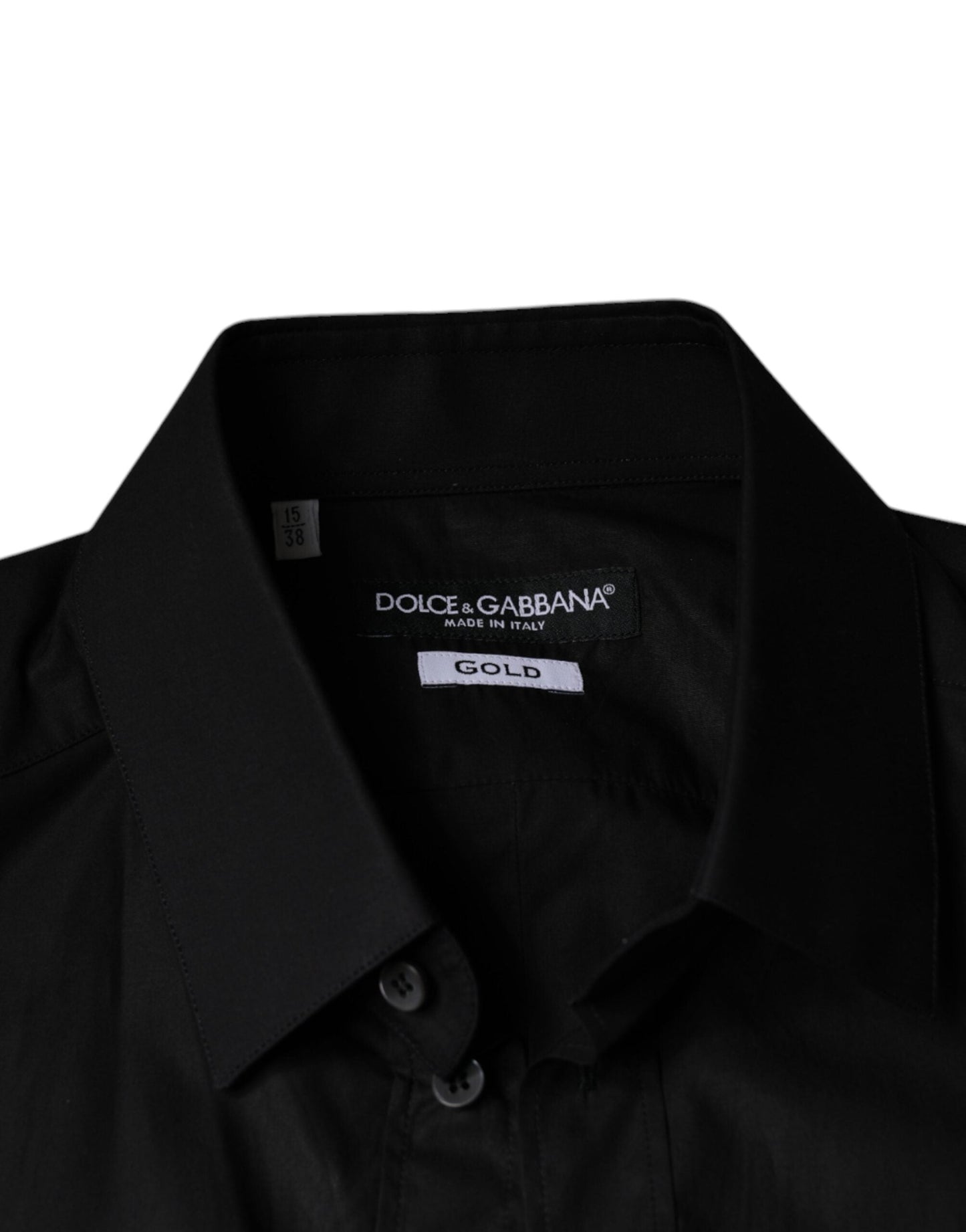 Dolce & Gabbana Black Cotton Stretch Dress GOLD Formal Shirt - IT38 | XS