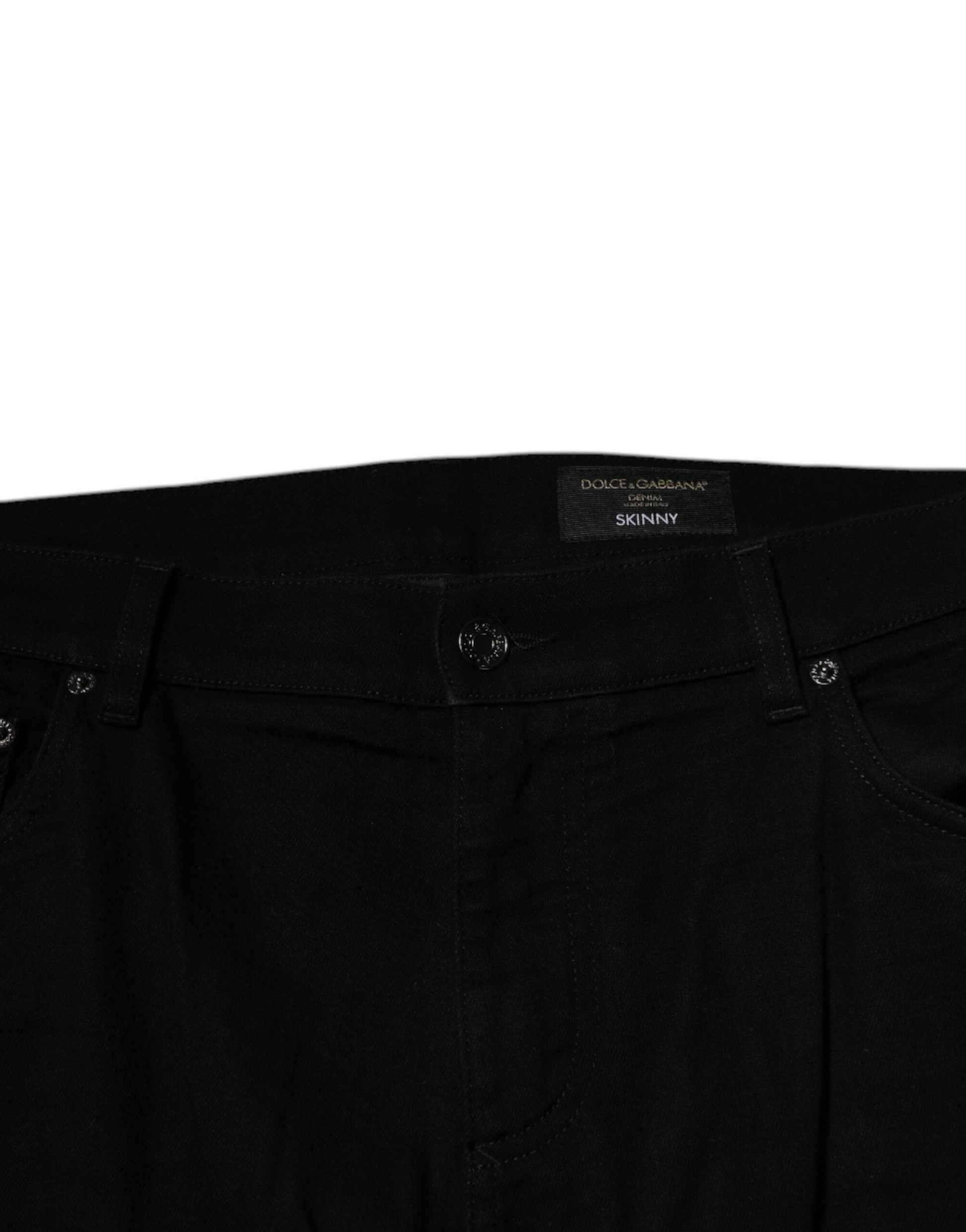 Dolce & Gabbana Black Cotton Stretch Logo Skinny Denim Jeans - IT54 | XL