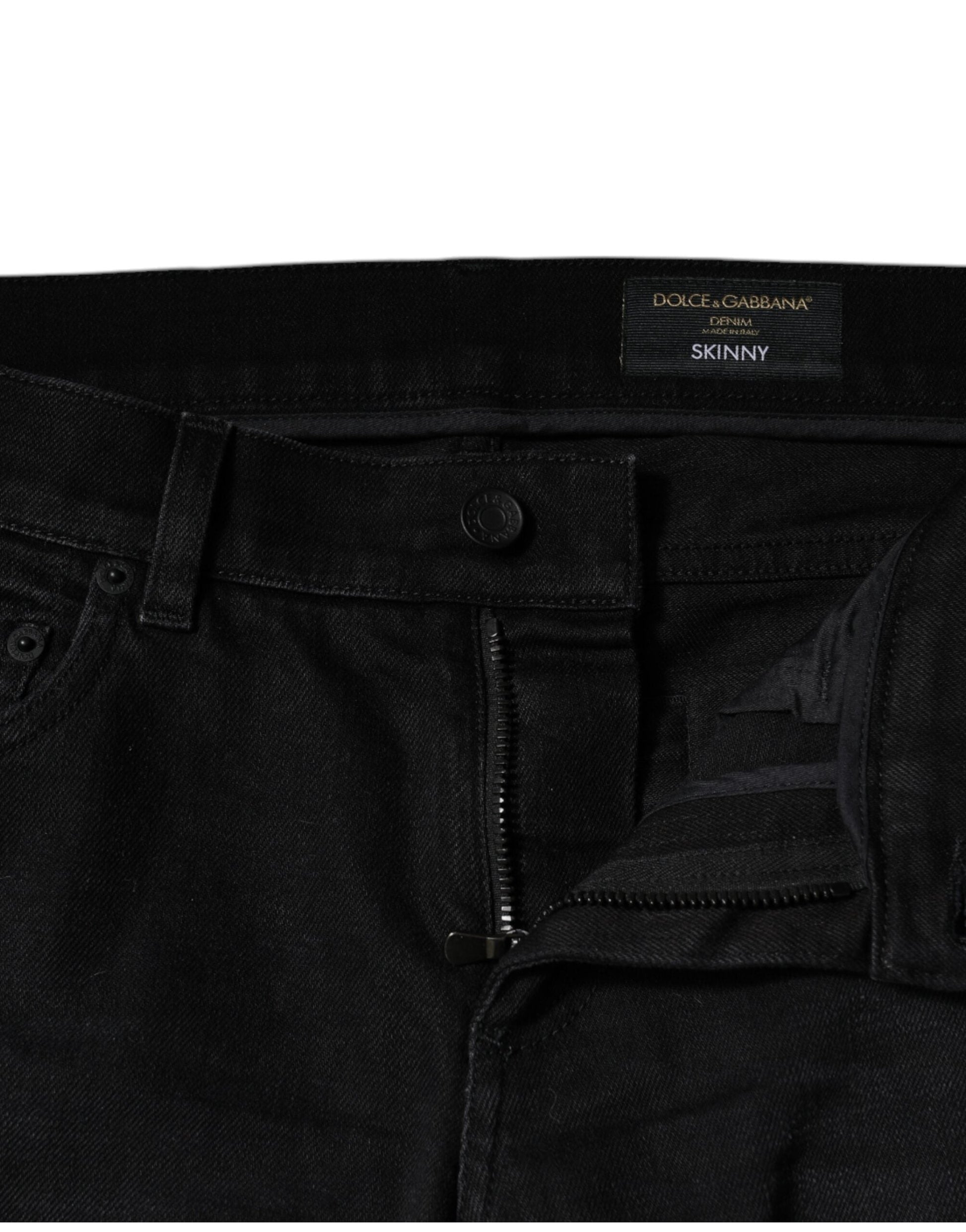 Dolce & Gabbana Black Cotton Stretch Skinny Men Denim Jeans - IT46 | S