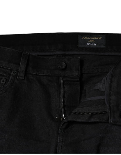 Dolce & Gabbana Black Cotton Stretch Skinny Men Denim Jeans - IT46 | S