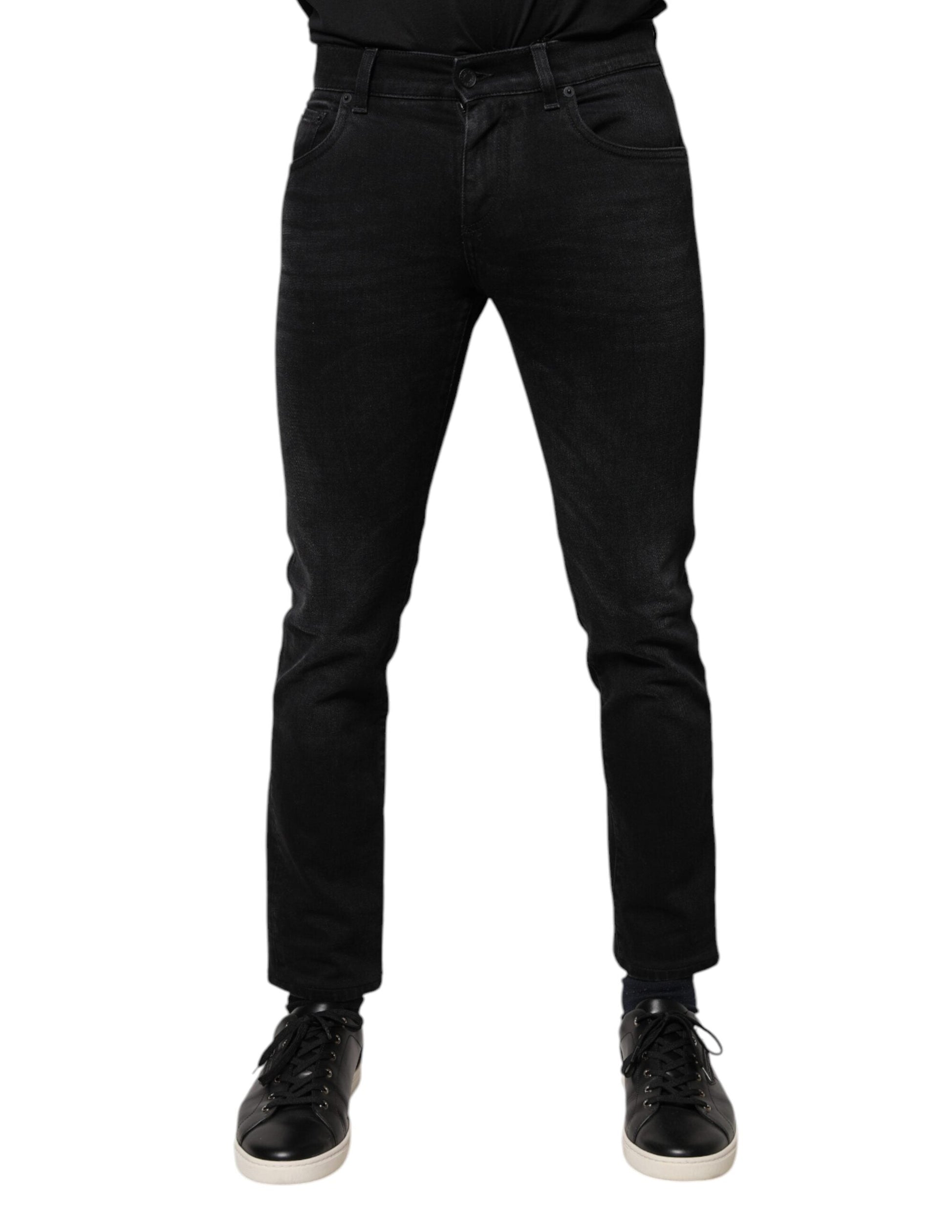 Dolce & Gabbana Black Cotton Stretch Skinny Men Denim Jeans - IT46 | S