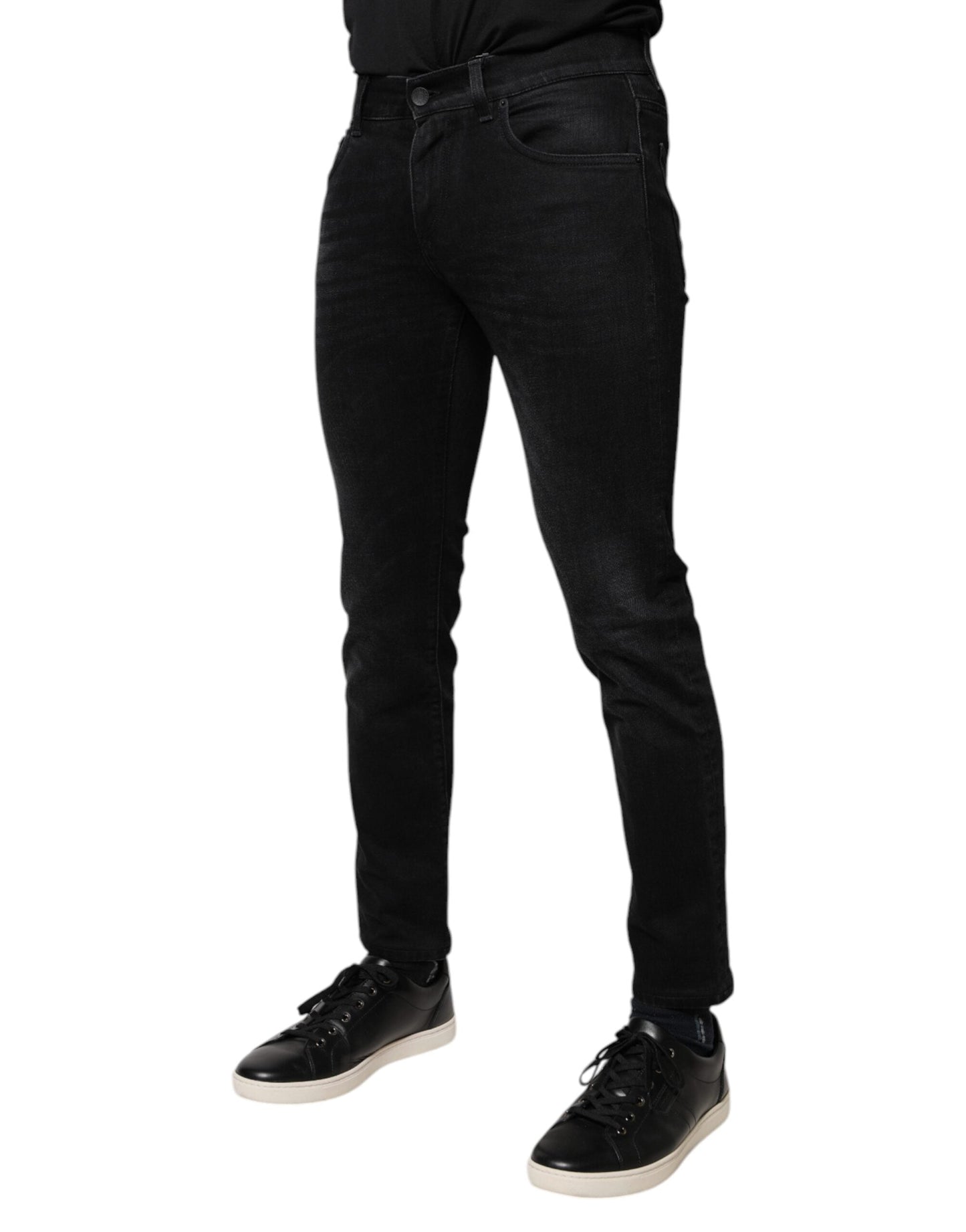 Dolce & Gabbana Black Cotton Stretch Skinny Men Denim Jeans - IT46 | S