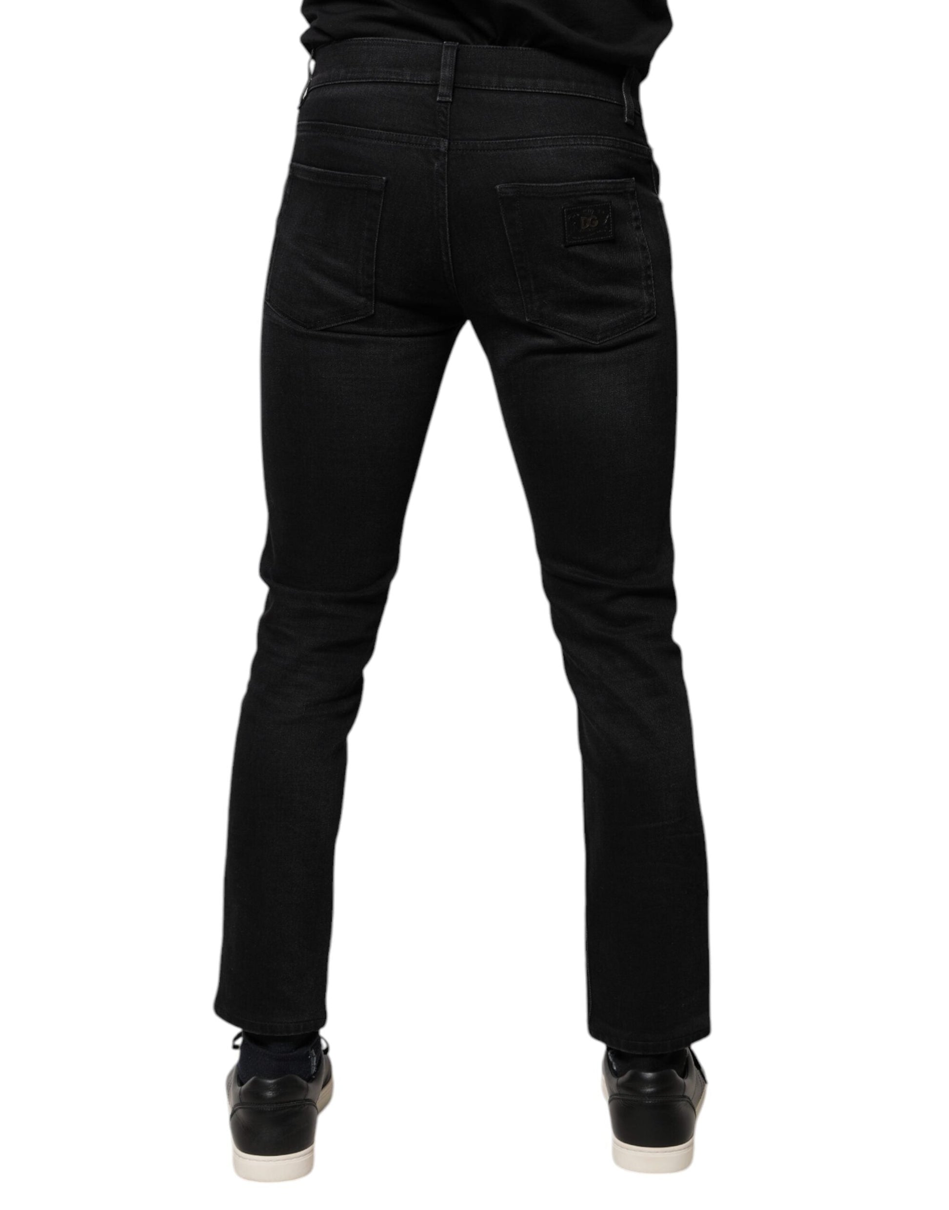 Dolce & Gabbana Black Cotton Stretch Skinny Men Denim Jeans - IT46 | S