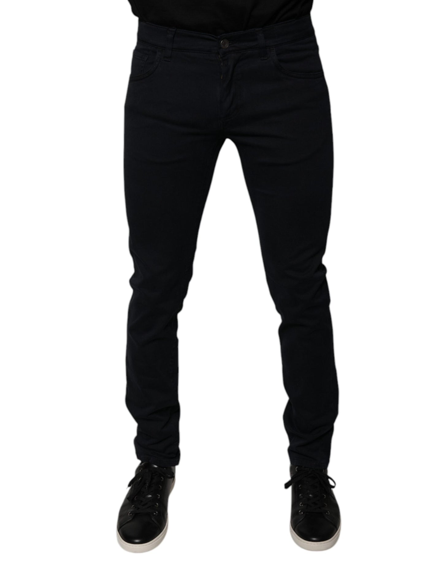 Dolce & Gabbana Black Cotton Stretch Skinny Men Denim Jeans - IT48 | M