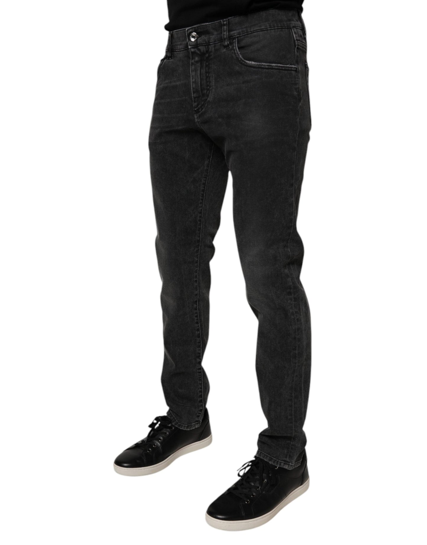 Dolce & Gabbana Black Cotton Stretch Skinny Men Denim Jeans - IT56 | XXL