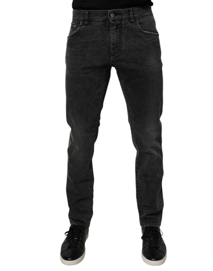 Dolce & Gabbana Black Cotton Stretch Skinny Men Denim Jeans - IT56 | XXL