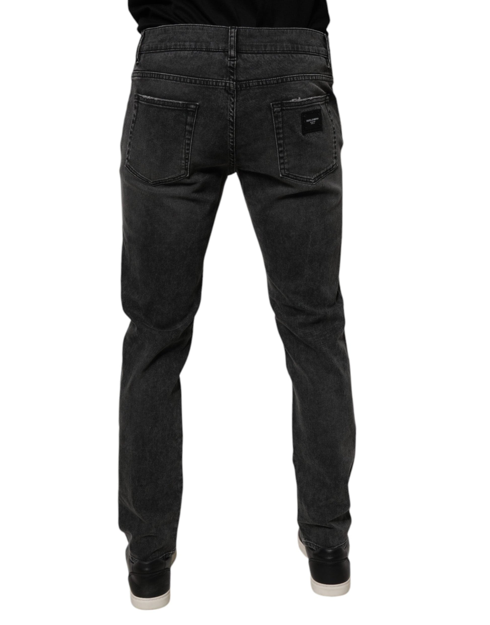 Dolce & Gabbana Black Cotton Stretch Skinny Men Denim Jeans - IT56 | XXL