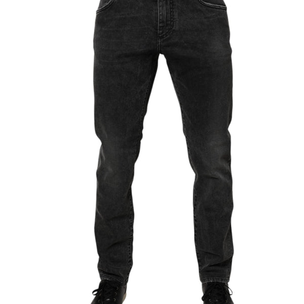 Dolce & Gabbana Black Cotton Stretch Skinny Men Denim Jeans - IT56 | XXL