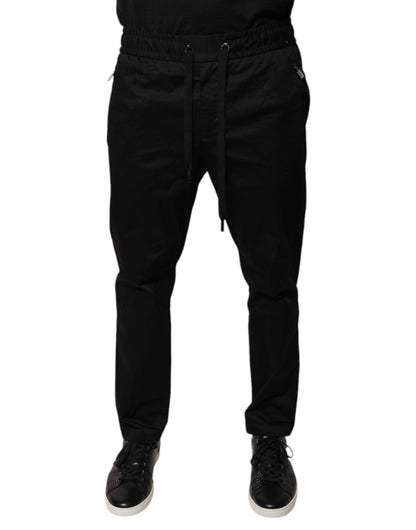 Dolce & Gabbana Black Cotton Stretch Skinny Sweatpants Pants - IT48 | M