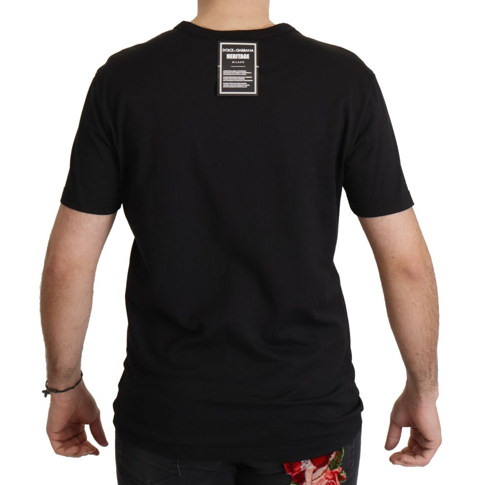 Dolce & Gabbana Black Cotton T-Shirt - IT50 | L