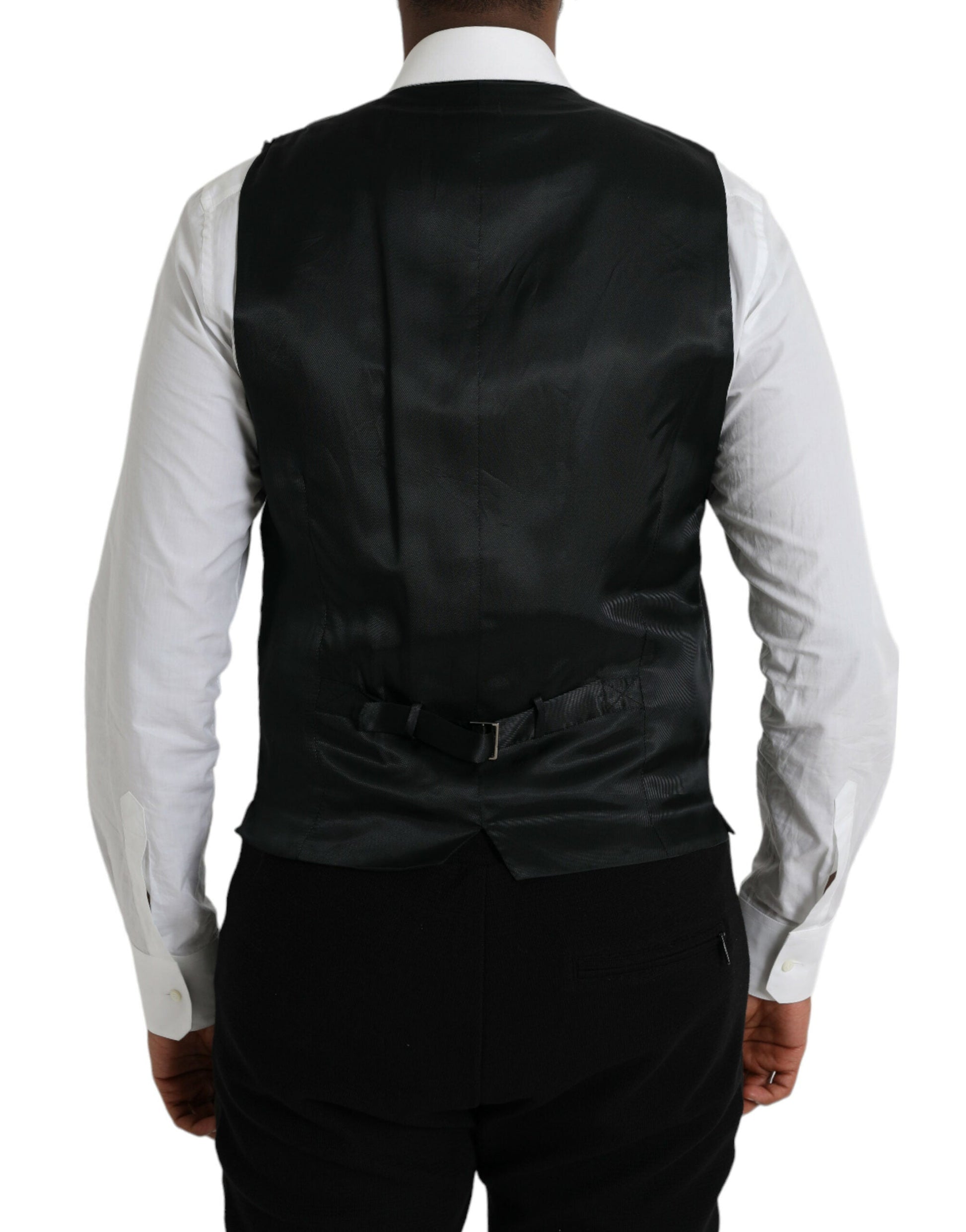 Dolce & Gabbana Black Cotton Waistcoat Dress Formal Vest - IT50 | L