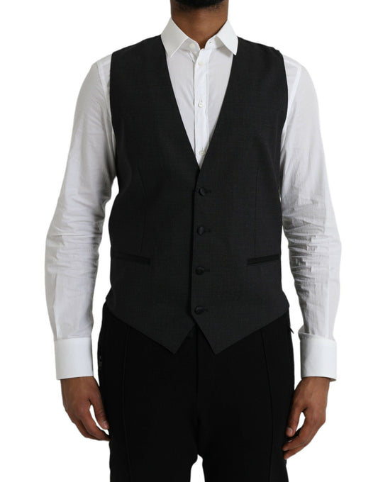 Dolce & Gabbana Black Cotton Waistcoat Dress Formal Vest - IT50 | L