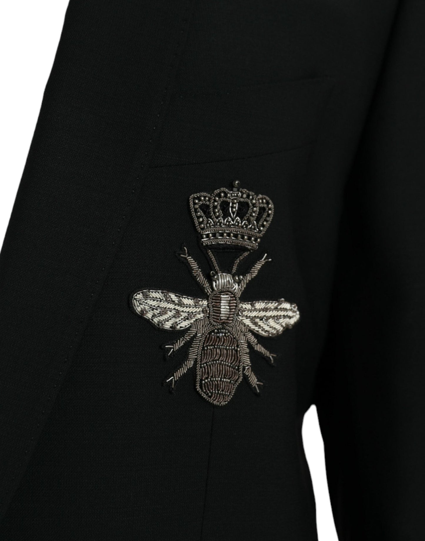 Dolce & Gabbana Black Crown Bee MARTINI Single Breasted Coat Blazer - IT50 | L